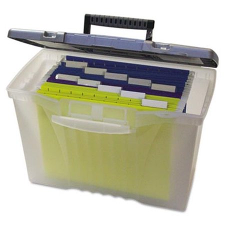 MADE-TO-STICK Portable File Storage Box w/Organizer Lid  Letter/Legal  Clear MA884443